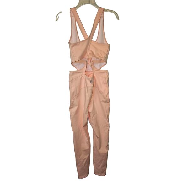 New Free People FP MOVEMENT Back It Up Yoga Jumpsuit $98 MEDIUM Peach - Picture 7 of 7